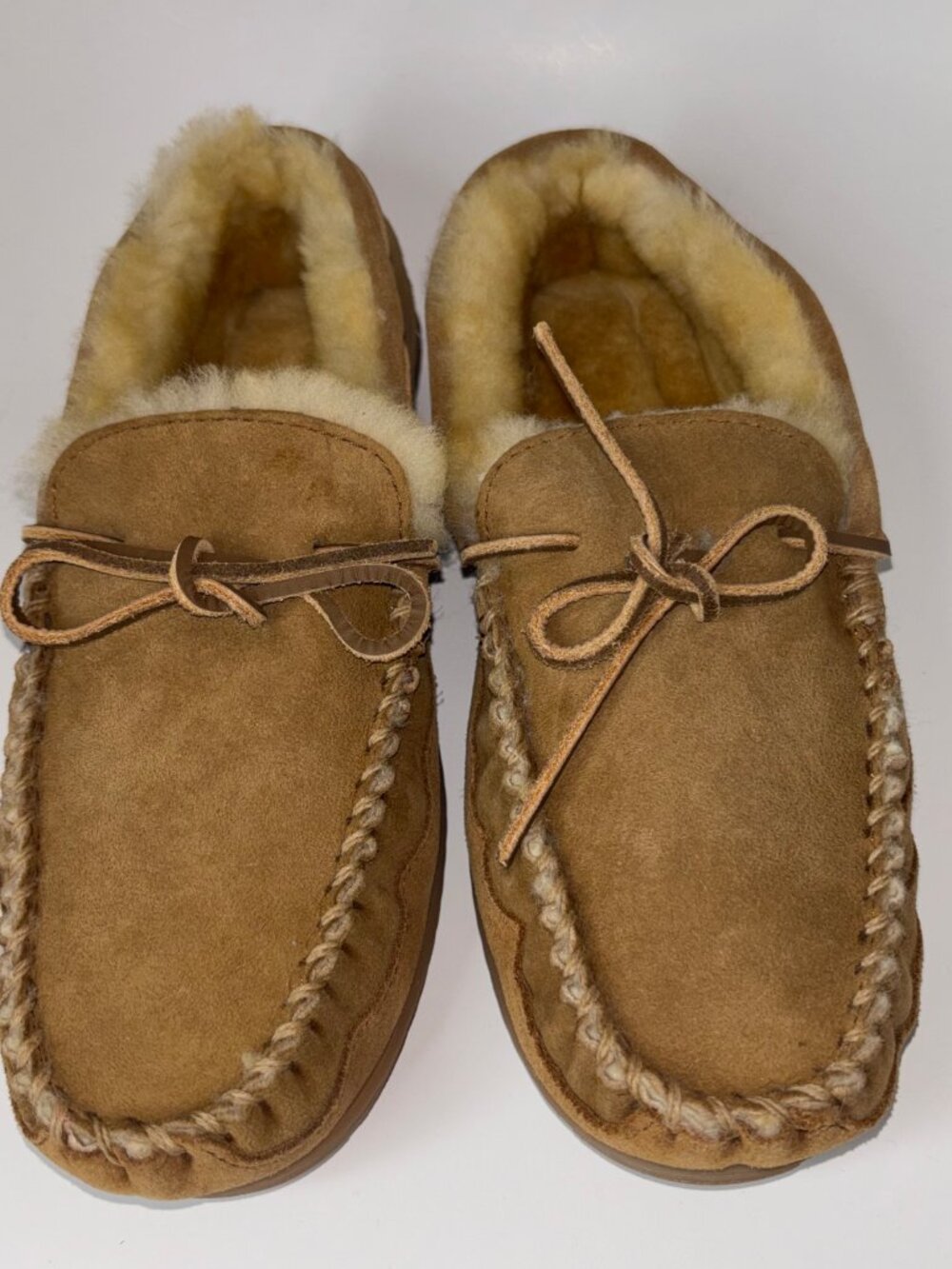 LL Bean Wicked Good Slippers Shoes Mens 11 M Brown Suede Shearling Moccasin
